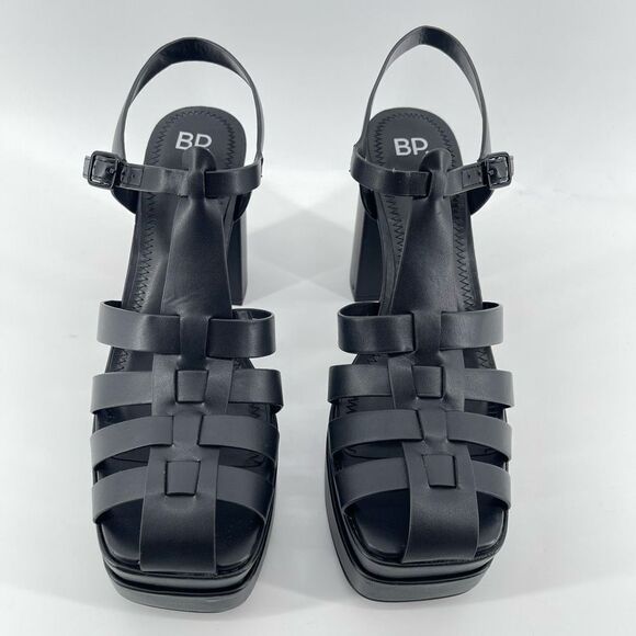 BP Amaya Black Faux Leather Fisherman Block Heel Platform Sandals Size 9.5 - Picture 4 of 16